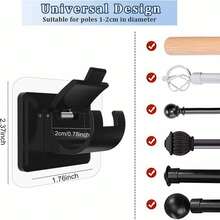 8pcs/set No Hole Curtain Rod Bracket Hooks - Multicolor - View 8