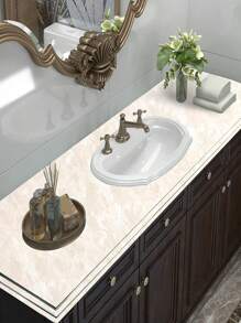 奶油白色接觸紙可拆卸壁紙剝落和粘貼櫥台防水大理石壁紙自粘式剝落並粘貼后擋板是用於廚房櫥櫃的