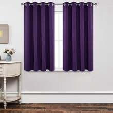 Joydeco Blackout Curtains 54 Inch Length 2 Panels Set, Thermal Insulated Long Curtains& Drapes 2 Burg, Room Darkening Grommet Curtains for Living Room Bedroom Window (W52 x L54 Inch, Dark Purple) - 深紫色 - 查看 1