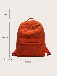 New Arrival Large Capacity Polyester Fiber Solid Color Soft Stitched Thread Fashionable Light Weight Classic Backpack For Casual & Elegant Use - Orange - View 6