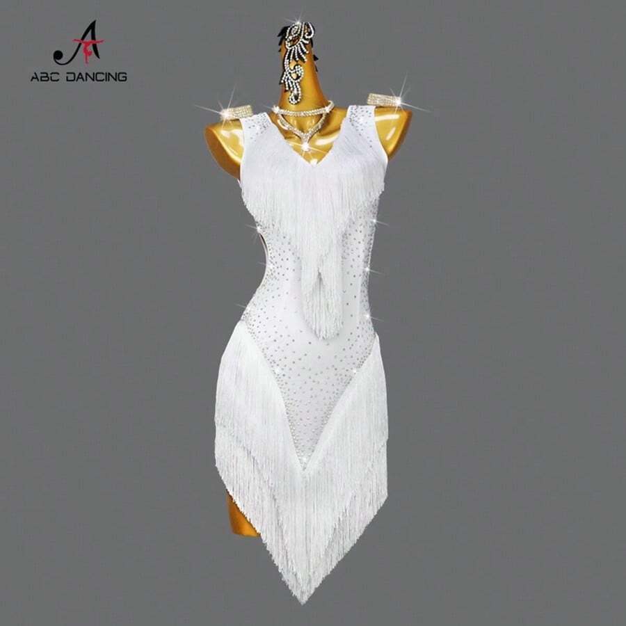 ABC Dancing 女性新款拉丁舞比賽裙,性感舞廳派對表演單件套裝