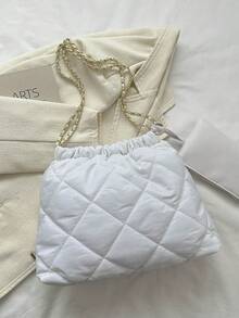 Bolso De Hombro Para Mujer De Color Sólido Con Gran Capacidad Y Monedero - Blanco - Ver 5