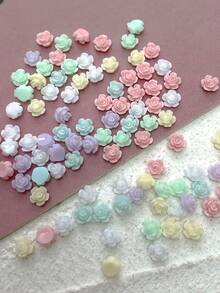 1 袋美甲装饰，约 100 件果冻色迷你山茶花形糖果色心形