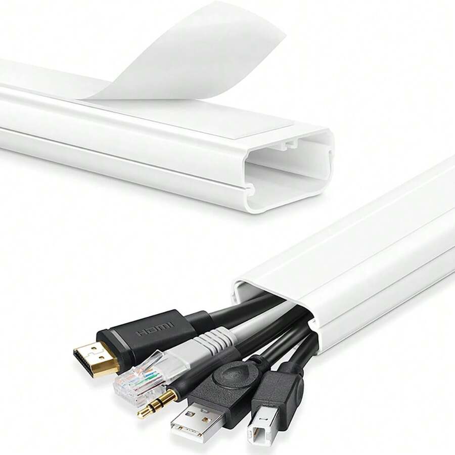 牆壁線材罩,160cm電纜隱藏器,牆掛電視電線隱藏器,可塗墻牆電線罩,白色電纜護理包,4×l40cm W3.8cm H1.9cm - 白色 - 查看 1