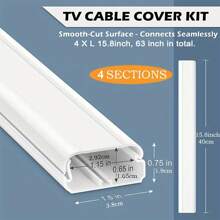 牆壁線材罩,160cm電纜隱藏器,牆掛電視電線隱藏器,可塗墻牆電線罩,白色電纜護理包,4×l40cm W3.8cm H1.9cm - 白色 - 查看 3