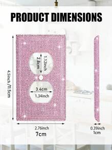 1 件墙板插座盖，电源插座插头盖，标准尺寸 4.50 英寸 X 2.76 英寸，银色水钻闪亮装饰灯开关盖板，适用于卧室配件家居装饰、贴纸、墙贴花、乙烯基贴花，用于家居装饰、春季装饰物品让您的家焕然一新、拉玛装饰贴纸礼物生日毕业 - 粉色 - 查看 3