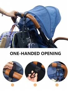 1 pair Stroller Dedicated Hook, Storage Bag Hook For Backpack, Electric Car, Universal Stroller Hook - Black - View 2