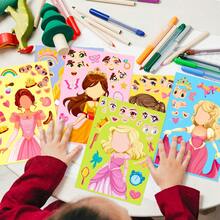 24入組拼圖貼紙,製作動物臉diy貼紙,製作美人魚臉貼紙,童話公主臉拼圖貼紙,拼搭拼圖貼紙,早期教育玩具 - 彩色 - 查看 4