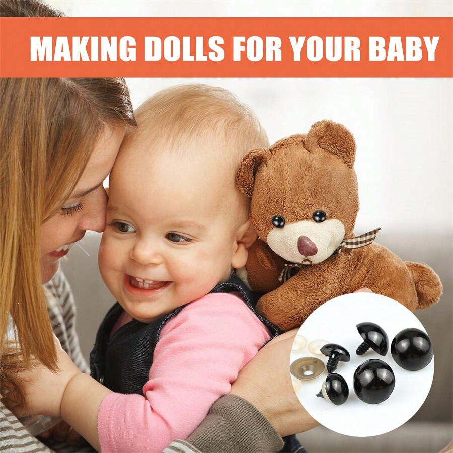 100 Pcs Plastic Safety Eyes With Washers, Safety Eyes And Noses