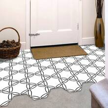 1 bộ Dày lên Trắng Lục giác Ván sàn Ngói , Retro Hình học Có thể tháo rời Chống trơn trượt Hình dán Đối với Phòng khách Phòng tắm Đồ trang trí - Đen và trắng - Xem 7