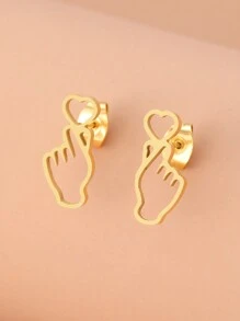 Aomogo 不銹鋼耳環 2023 年時尚鏤空手、手指和心形時尚珠寶女士派對送給朋友婚禮的最佳禮物