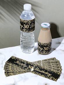 10Pcs Happy 30th Birthday Water Bottle Labels Sticker Home Decor Black Gold Sticker For Birthday Party Wine Water Bottle Labels Stickers Gift Labels - 30 Years Old - View 2