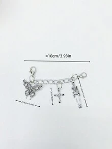 1pc Punk Style Metallic Creative Butterfly & Cross Shaped Removable Shoe Decoration Chain - Silver - View 2