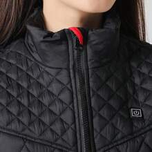 1女式純色9區保暖背心冬季戶外usb電熱背心,附拉鍊單開關控制9個加熱區,含usb數據線(不含電源) - 黑色 - 查看 8