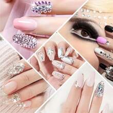 1500pcs Multicolor Ss4 Pointback Transparent Rhinestone Beads Suitable For Nail Art And Diy Crafts, Creating Sparkling Decoration Design - Silver - View 4