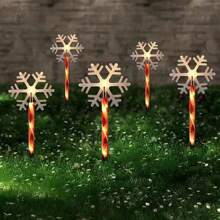 5 件装圣诞装饰太阳能庭院灯、圣诞树星雪花 LED 灯、户外防水草坪灯、圣诞派对花园装饰灯、户外圣诞装饰、太阳能圣诞灯、户外圣诞灯
