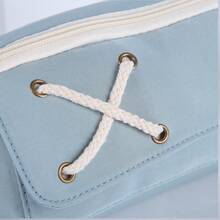 1個粉色棉麻材質大容量筆盒,多功能文具組織盒,適用於學生 - 粉色 - 查看 3