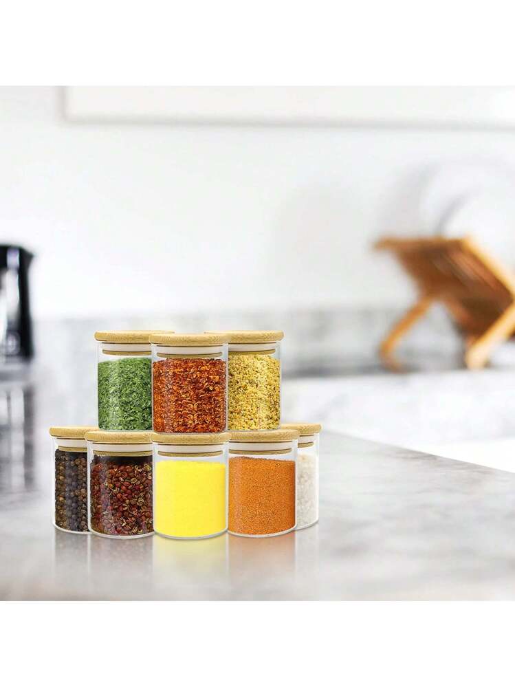 12 Barattoli Di Vetro Per Spezie 250ml Con Coperchio In Bambù E 24 Etichette - Contenitori Ermetici Quadrati In Vetro Borosilicato Per Cucina, Dispensa, Tè, Caffè, Sale