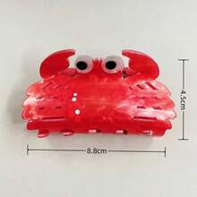 1 件装欧美时尚亚克力双面印花卡通发夹，马尾辫夹，适合女性日常使用 - 紅色 - 查看 2