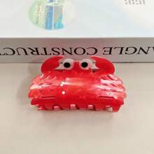 1 件装欧美时尚亚克力双面印花卡通发夹，马尾辫夹，适合女性日常使用 - 紅色 - 查看 6