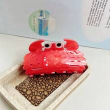 1 件装欧美时尚亚克力双面印花卡通发夹，马尾辫夹，适合女性日常使用 - 紅色 - 查看 7