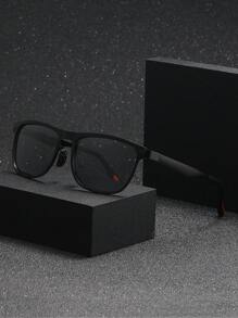 Retro Square Metallic Day And Night Dual-Use Polarized Photochromic Sunglasses, Classic Fashion Accessory For Outdoor Sports, Riding, Traveling, Beach, Vacation, Driving, Fishing, UV Protection Glasses Casual Sunglasses Sun Glasses Beach Accessories Sun Glasses Sunglasses Shades For Summer Beach Vacation,Outdoor,Travel - Black - View 4