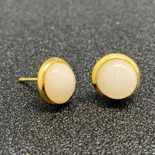 1 Paar Damen-ohrstecker Aus 8 Mm Naturstein, Modisch Und Schlicht, Mehrfarbig, Edelstahl-ohrstecker, Vielseitige Ohrringe, Geeignet Für Festivals, Hochzeiten, Partys Und Den Täglichen Gebrauch - Silber - Übersicht 10