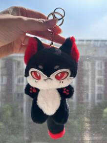 1 件 12 公分黑狼幼崽毛絨吊墜,可愛卡通動物鑰匙圈裝飾品,送給女友、朋友的禮物 - 黑色 - 查看 4