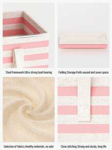 1 件裝粉紅色條紋髒衣籃