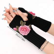 1 雙秋冬新款時尚毛絨襯裡女式手套,個人化服裝配件電動自行車保暖手套