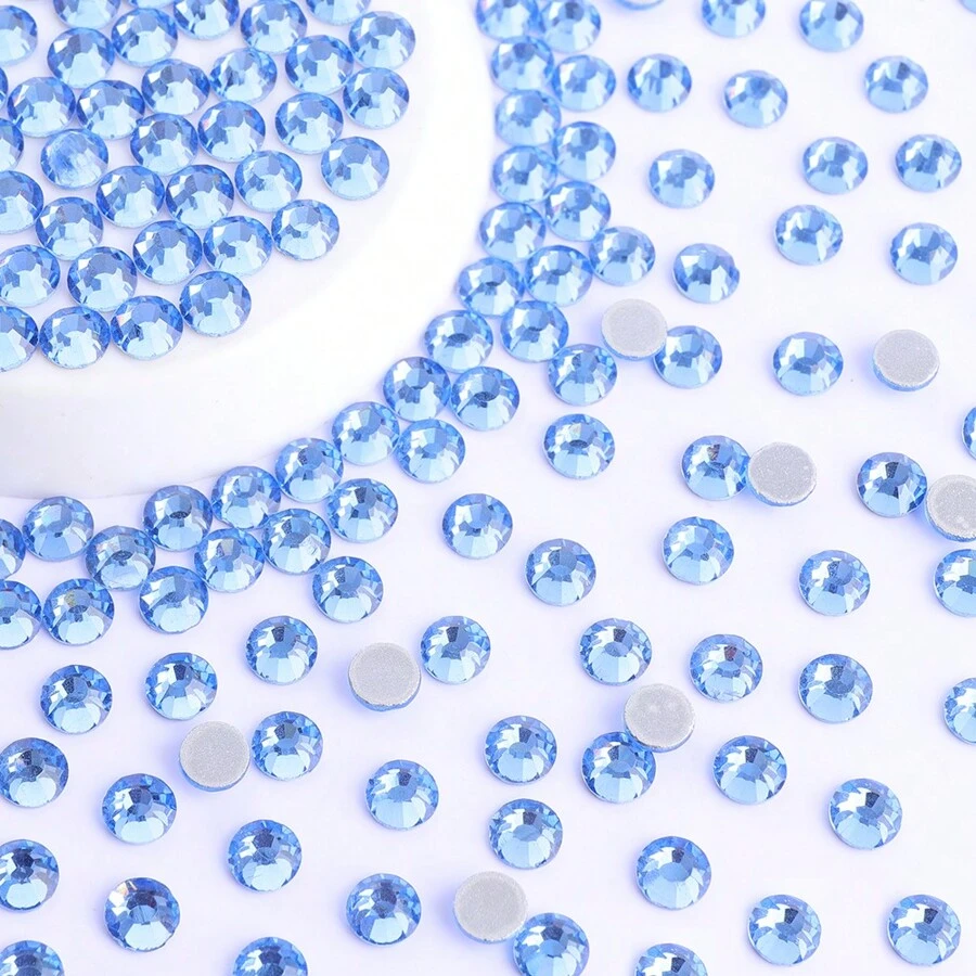 1440pcs Sky Blue Flat Back Glass Rhinestones - Light Blue - View 1