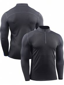 NELEUS Boyfriend Style Men's 3 Pack Athletic Compression High Neck Long Sleeve T-Shirt For Running, Working Out, And Fitness - black,grey,white#3 - View 9