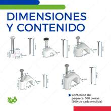 500 Piezas Grapa Para Cable Redondo de Plástico 3/4/6/9/12mm - Blanco - Ver 4