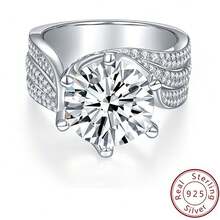 1 Miếng Sang trọng Cổ điển 1 Carat VVS1 D Màu Moissanite Bộ nhẫn In 925 sterling bạc Với Giường đôi Máy khoan 4 Ngạnh Vương miện , Tuyệt vời Cho đám cưới , Hôn ước , Quà sinh nhật Với A Hộp Quà Trang sức cô dâu Pha lê - 5 cara - Xem 4