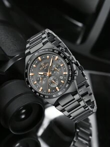 REWARD 男士石英表商务时尚计时日历夜光指针多功能男士腕表高品质礼物经典设计不锈钢表带