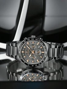 REWARD 男士石英表商务时尚计时日历夜光指针多功能男士腕表高品质礼物经典设计不锈钢表带