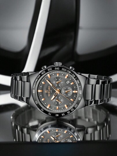 REWARD REWARD Ceas de cuarț pentru bărbați, stil de afaceri, calendar de cronometrare, mâini luminoase, ceas de mână pentru bărbați, multifuncțional, cadou de înaltă calitate, design clasic, curea de ceas din oțel inoxidabil