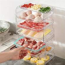4pcs/set Countertop Food Vegetable Dish 3 Layer Food Plate Stackable Hot Pot Food Prep Tray Rack Kitchen Restaurant Multilayer Food Plates For Dinner Hot Pot Food Dish - Clear - View 5