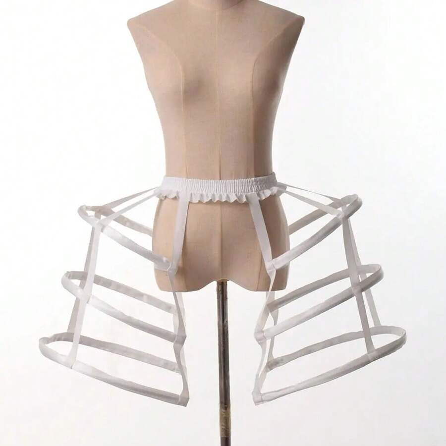 維多利亞時期女性雙層輪廓梳妝台石柱鷹架束裙底襬