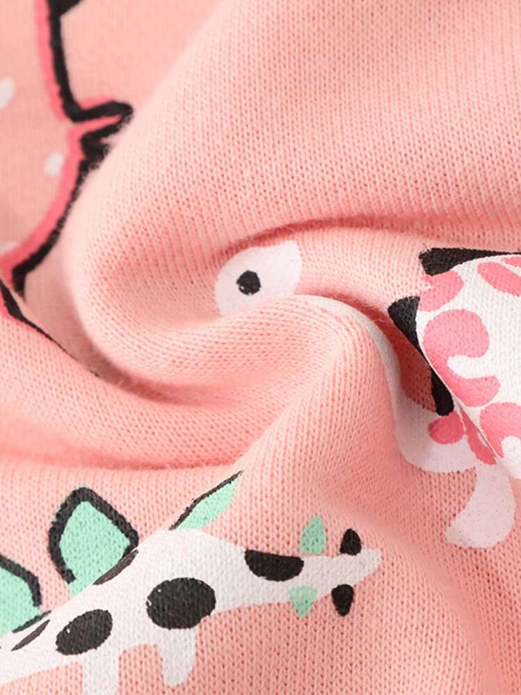 Sudadera Con Manga Larga Y Estampado De Caricaturas Para Niñas Pequeñas Para Salidas Casuales De Otoño E Invierno - Rosa - Ver 7