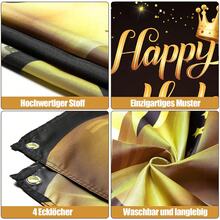 9入組生日派對裝飾,金黑色裝飾背景海報的生日快樂橫幅 - 黑金 - 查看 6