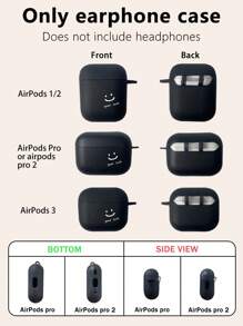 笑脸印花黑色耳机保护套，简约实用，附赠一个耳机挂钩，兼容 保护套、耳机保护套、 Pro 3 保护套、 Pro（第二代）、 3、 Pro、 1/2、 4 保护套 - 黑與白 - 查看 3