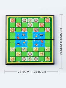 1pc Foldable Magnetic Chinese And English Animal Chess Set With Cartoon Animal Heads For Easy Storage, Essential For Family Entertainment - Green - View 10