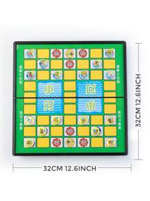 1pc Foldable Magnetic Chinese And English Animal Chess Set With Cartoon Animal Heads For Easy Storage, Essential For Family Entertainment - Green - View 11