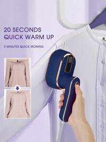 zs 1入組海軍藍abs旅行衣物蒸汽機,便攜式小型電熨斗,乾濕熨燙手提式蒸汽壓機,支援180度旋轉手提小熨斗適用於家居和旅行 - 寶藍色 - 查看 4