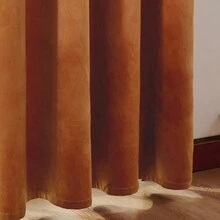 Orange Velvet Fashionable Window Curtains - Orange - View 3