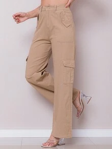 Women Pants - 米色 - 查看 3