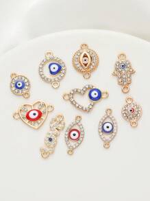 Random Mixed 20pcs Rhinestone & Oil Drip Zinc Alloy Jewelry Accessory, Evil Eye Design Suitable For Diy Pendant, Bracelet, Earrings, Body Chain, Hanging Decoration - Random 20pcs mixed evil eye - View 9