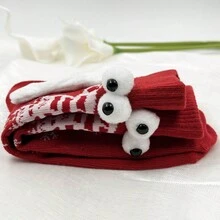 2 双圣诞磁性情侣牵手袜子（带眼睛装饰） - 紅色 - 查看 2