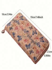 1 件女用 Pu 皮革拉鍊皮夾,帶樹紋,大容量,多個卡位,適合日常使用,配件 - 黃色 - 查看 4